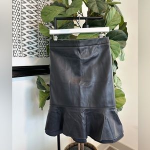 ELOQUII Elements | Black Faux Leather Skirt with Flounce